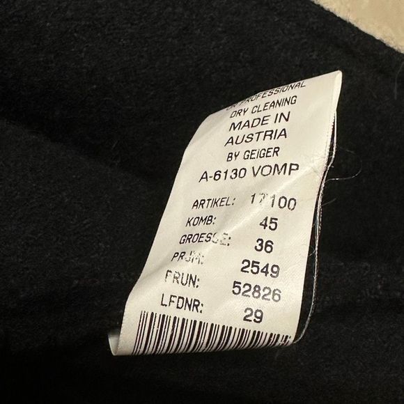 Vintage Geiger Made In Austria Pure New Wool Black Hooded Coat 36 - Picture 10 of 11